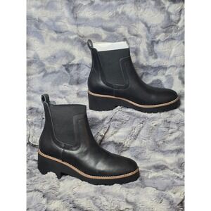 NWB Aqua College‎ Demi Black leather Waterproof Ankle Boots Size 9.5 Chelsea